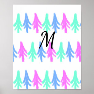 Poster Texte de nom personnalisable aquarelle colorée