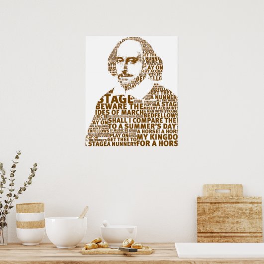 Poster Texte de Sakespeare brun (Cuisine)
