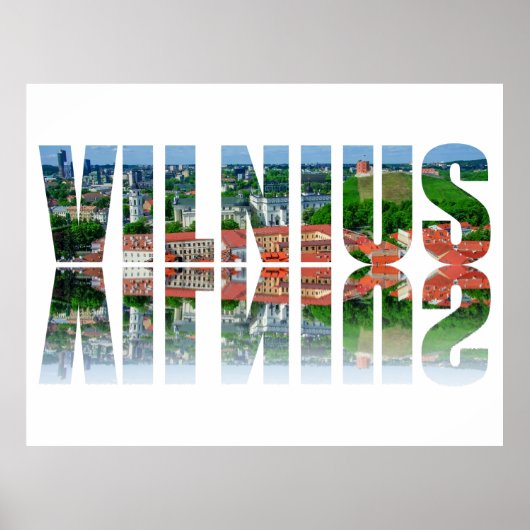 Poster Texte de Vilnius avec reflet (Devant)