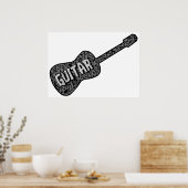 Poster Texte des notes de musique de guitare (Cuisine)