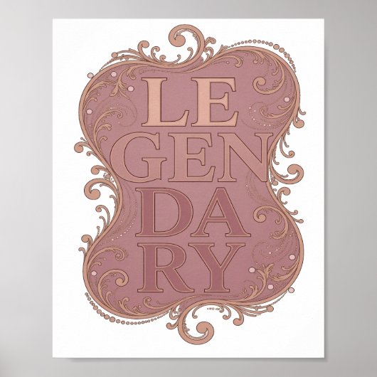 Poster Texte en 3D LEGENDAIRE frappant l'or Art (Devant)
