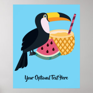 Poster Texte et couleur personnalisés Toucan