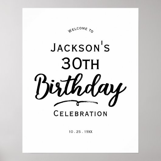 Poster Texte minimal 30e anniversaire Panneau de mousse (Devant)