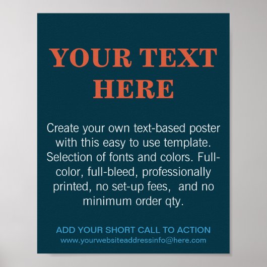 Poster Texte moderne personnalisé Turquoise (Devant)