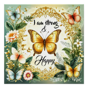 Poster Texte motivationnel avec papillons #3