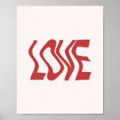 Poster Texte ondulé 'Amour' rétro minimaliste (Devant)