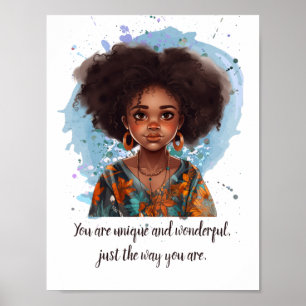 Poster Texte Personnalisé Belle fille afro-américaine