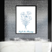 Poster Texte Personnalisé Blue Poppy Botanique Line Poste