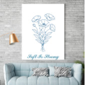 Poster Texte Personnalisé Blue Poppy Botanique Line Poste