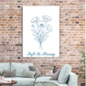 Poster Texte Personnalisé Blue Poppy Botanique Line Poste