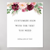 Poster Texte personnalisé complet, panneau Mariage bleu B (Devant)