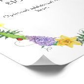 Poster Texte personnalisé du Mariage Fleur sauvage rustiq (Coin)