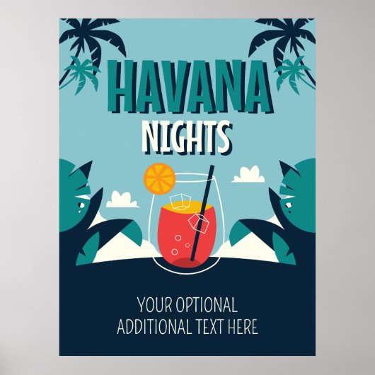 Poster Texte personnalisé "Havana Nights" (Devant)