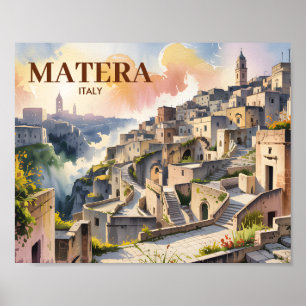 Poster Texte personnalisé Matera Italie Voyage Sassi di M