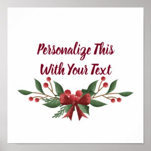 Poster Texte personnalisé Noël Holly et Berry