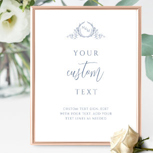 Poster Texte personnalisé, panneau Mariage Dusty Blue Mon