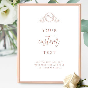 Poster Texte personnalisé, Panneau Mariage Monogramme en 