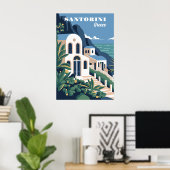 Poster Texte personnalisé Santorin Grèce (Bureau à domicile)