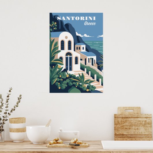 Poster Texte personnalisé Santorin Grèce (Cuisine)