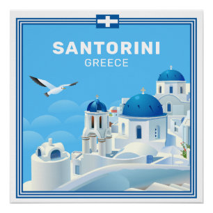Poster Texte personnalisé Santorin Grèce