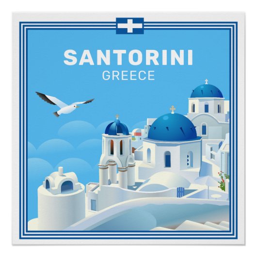 Poster Texte personnalisé Santorin Grèce (Devant)
