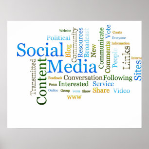 Poster Texte relatif de médias sociaux