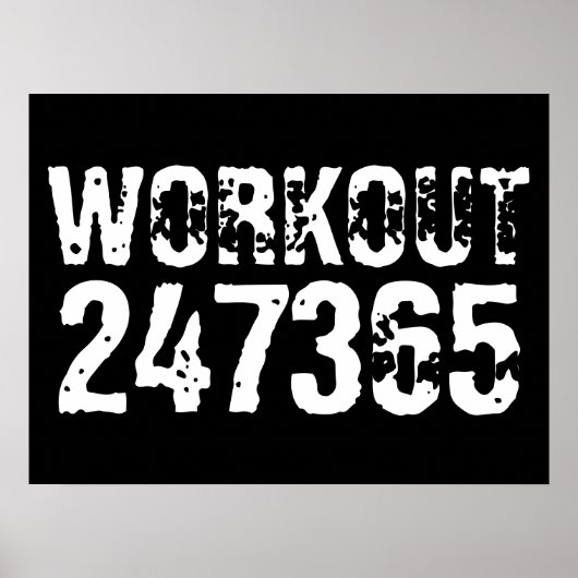 Poster Texte usé et rayé Workout 247365 blanc (Devant)