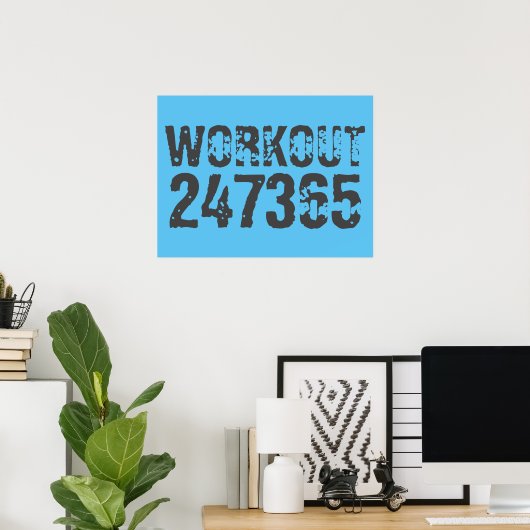 Poster Texte usé et rayé Workout 247365 bleu (Bureau à domicile)