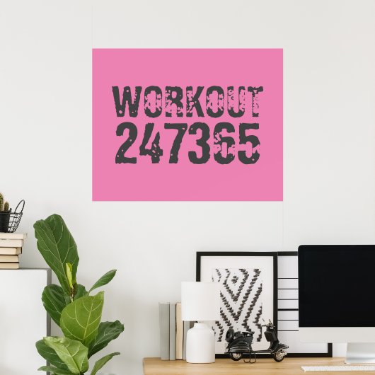 Poster Texte usé et rayé Workout 247365 rose (Bureau à domicile)