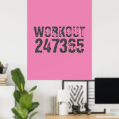 Poster Texte usé et rayé Workout 247365 rose (Bureau à domicile)