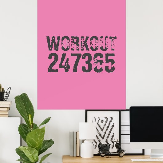 Poster Texte usé et rayé Workout 247365 rose (Bureau à domicile)