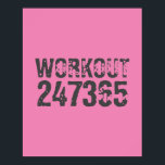 Poster Texte usé et rayé Workout 247365 rose<br><div class="desc">Texte usé et rayé Workout 247365 en gris avec arrière - plan rose. Parfait pour tous ceux qui font du levage,  de la remise en forme,  de l'entraînement,  de la musculation et d'aller à la salle de gym.</div>