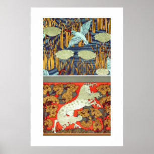 Poster Textile Art nouveau roi pêcheur cheval Verneuil