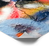 Poster textile floral bleu et rouge (Coin)