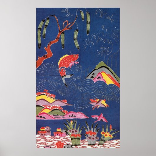 Poster Textile japonais Kimono vintage (Bingata) (Devant)
