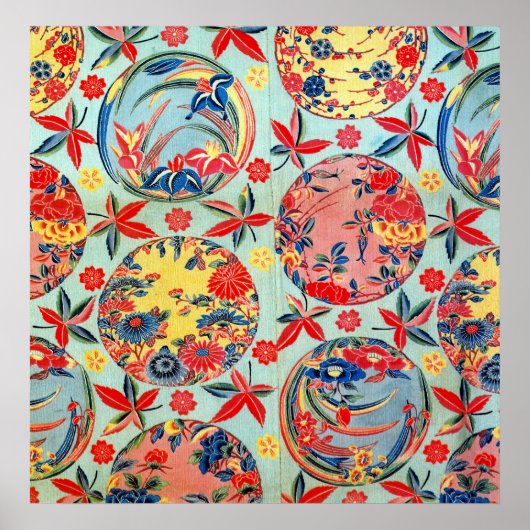 Poster Textile japonais Kimono vintage (Bingata) (Devant)