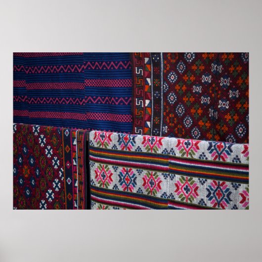 Poster Textiles colorés du Bhoutan (Devant)