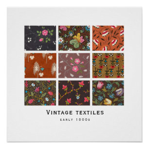 Poster 'Textiles Vintages' 1800s designs