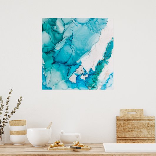 Poster Texture aqua avec fils d'or (Cuisine)