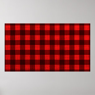 Poster Texture Arrière - plan de tissu À damiers rouge