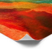 Poster texture artistique Eau abstraite verte, orange, ce (Coin)