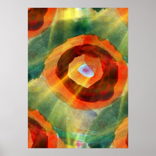 Poster texture artistique Eau abstraite verte, orange, ce (Devant)