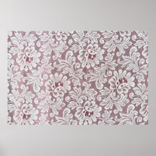 Poster Texture de dentelle d'élégance blanche avec bea