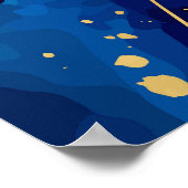 Poster Texture de marbre bleu or luxueux (Coin)