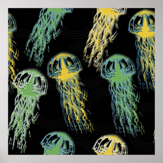 Poster Texture de méduse dessinée à la main. Raster, main (Devant)