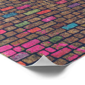 Poster Texture de mur de briques colorées (Coin)