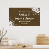 Poster Texture de papier kraft faux mariage floral rustiq (Cuisine)