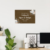 Poster Texture de papier kraft faux mariage floral rustiq (Bureau à domicile)