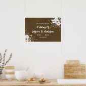 Poster Texture de papier kraft faux mariage floral rustiq (Cuisine)