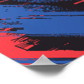 Poster Texture de pinceau bleu, noir et rouge en diagonal (Coin)